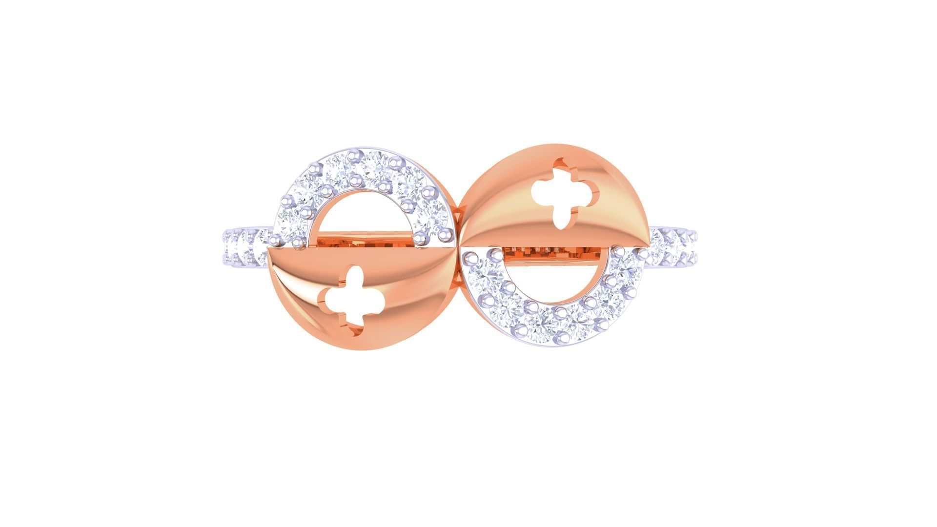 Bi Circles High Jewelry Diamond Cocktail Ring 3dm stl obj 3D print model_9