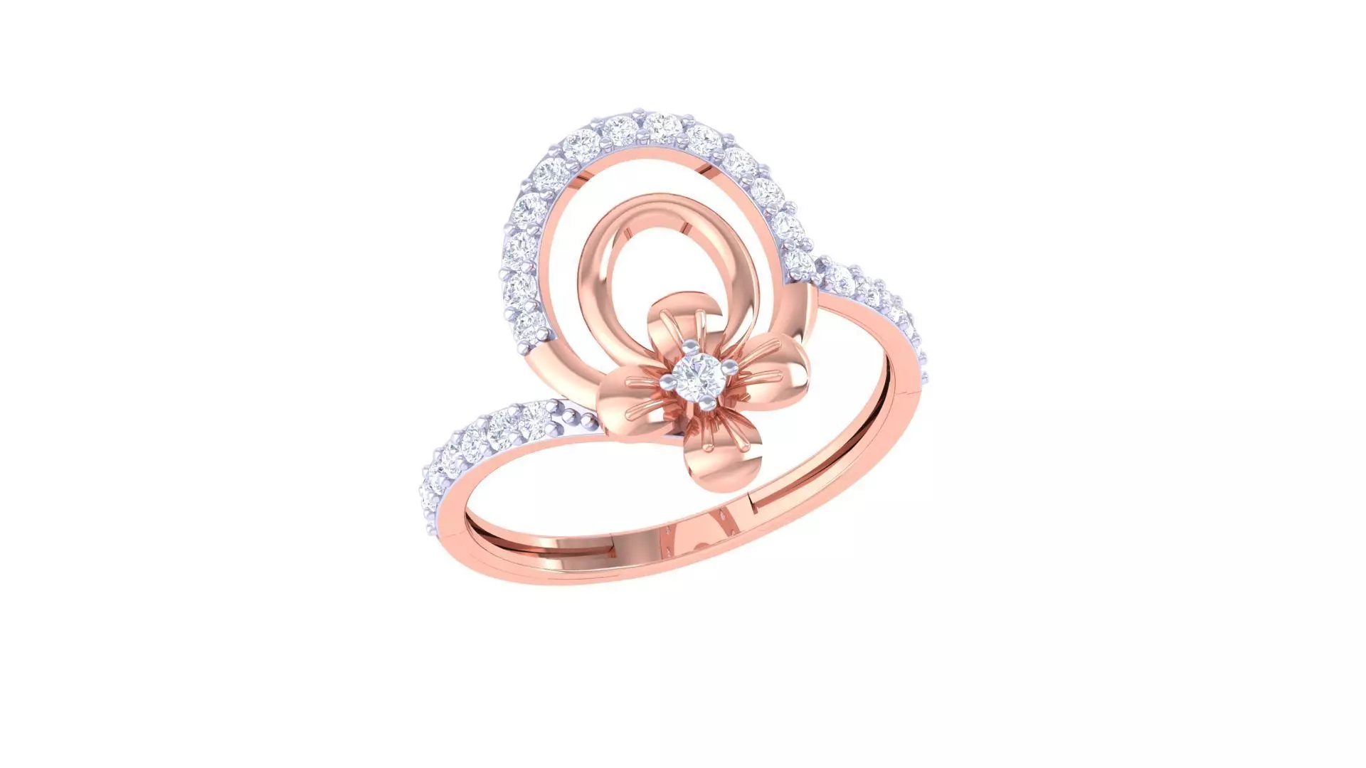 Flower High Jewelry Diamond Cocktail Ring 3dm stl obj renders 3D print model