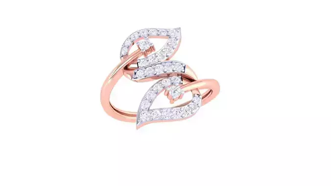 Bi Leaves High Jewelry Diamond Cocktail Ring 3dm stl obj renders