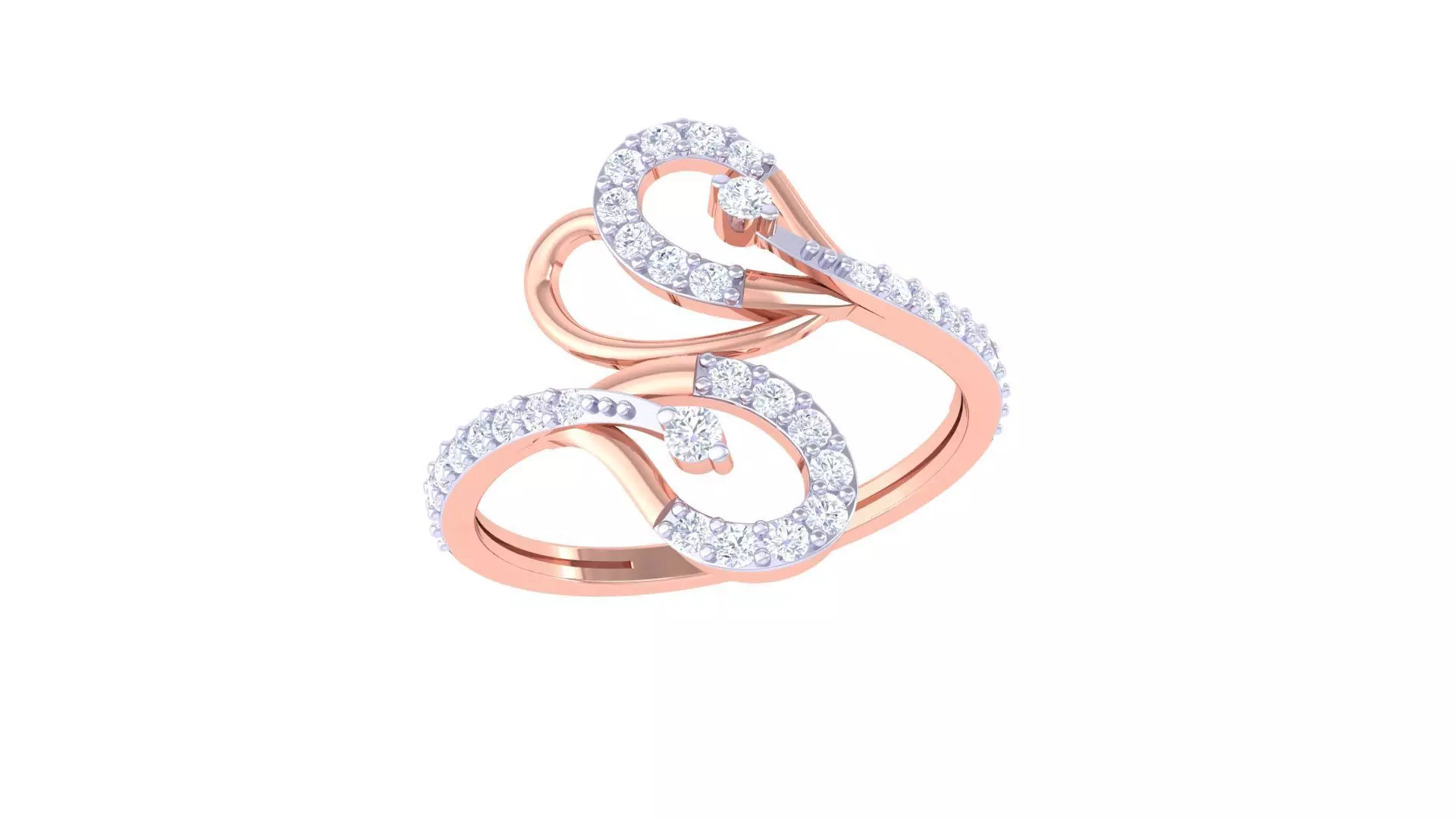 High Jewelry Diamond Cocktail Ring 3dm stl obj renders 3D print model_0