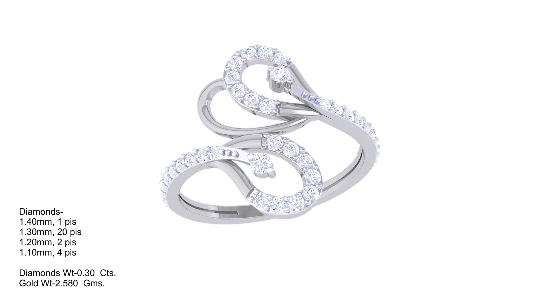 High Jewelry Diamond Cocktail Ring 3dm stl obj renders 3D print model_2