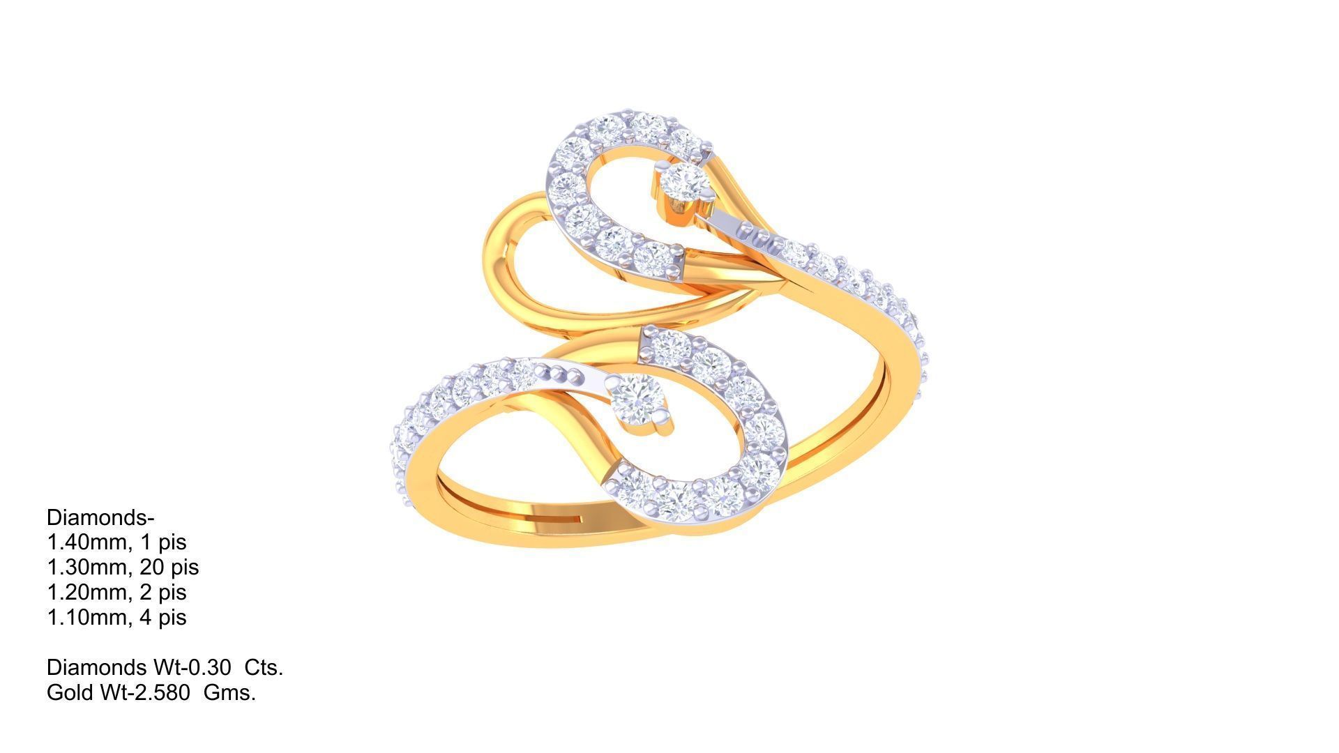 High Jewelry Diamond Cocktail Ring 3dm stl obj renders 3D print model_1