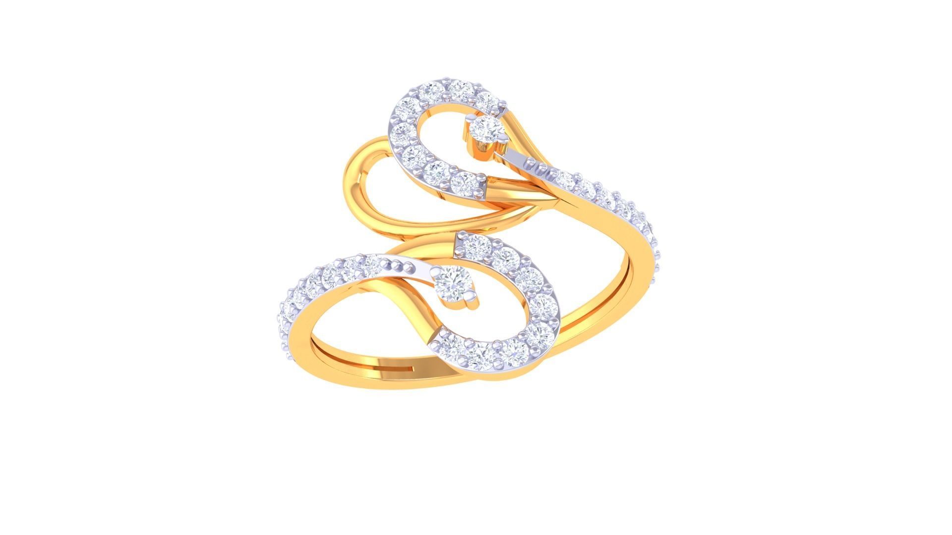 High Jewelry Diamond Cocktail Ring 3dm stl obj renders 3D print model_6