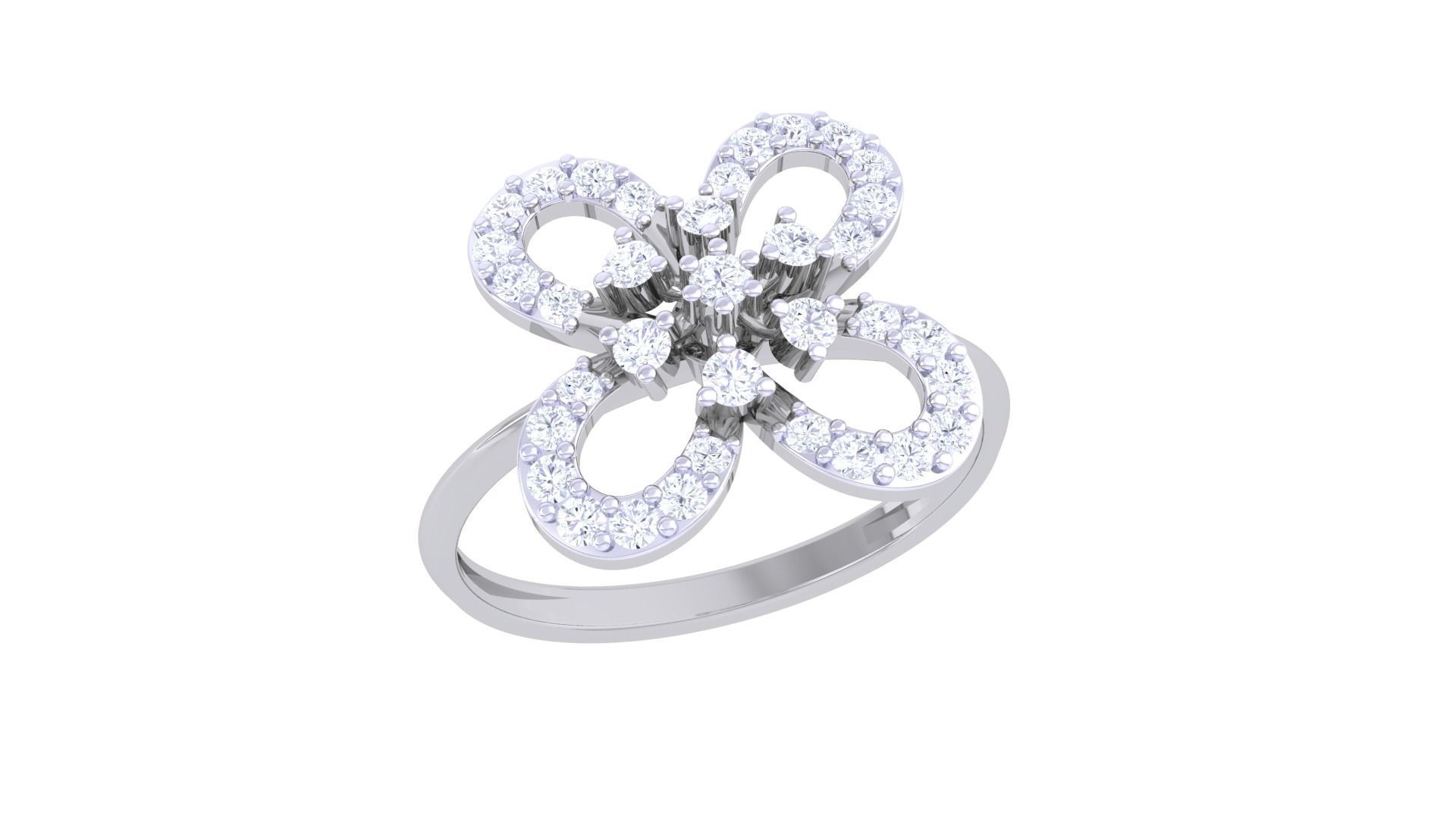Flower High Jewelry Diamond Cocktail Ring 3dm stl obj renders 3D print model_5