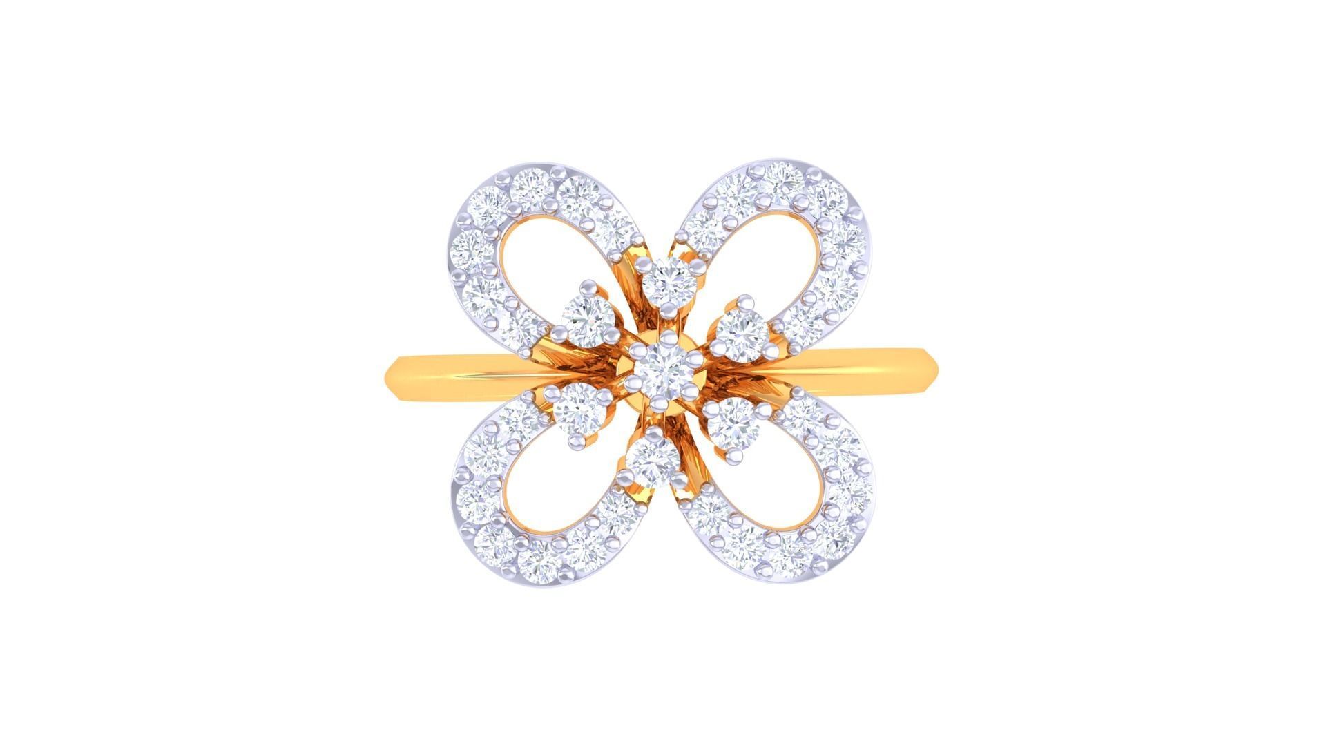 Flower High Jewelry Diamond Cocktail Ring 3dm stl obj renders 3D print model_8