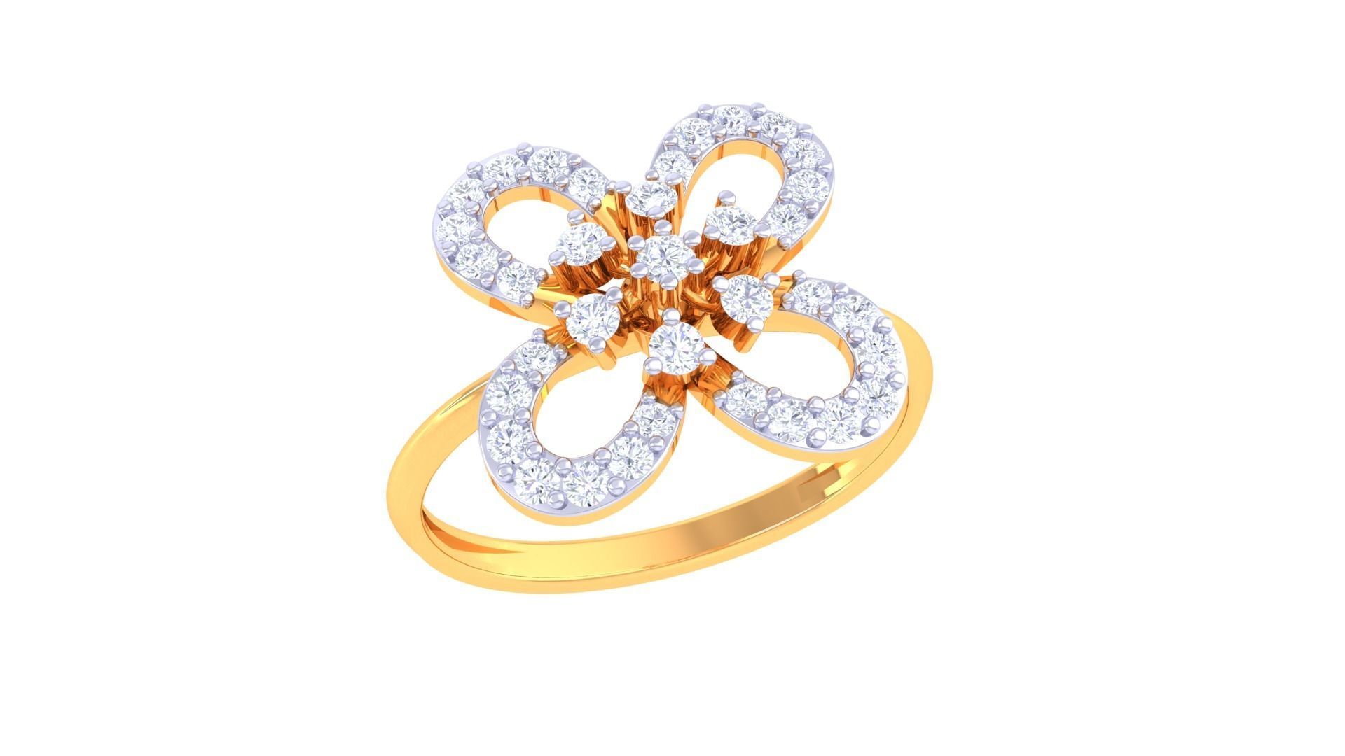 Flower High Jewelry Diamond Cocktail Ring 3dm stl obj renders 3D print model_4