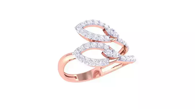 Leaf High Jewelry Diamond Cocktail Ring 3dm stl obj renders