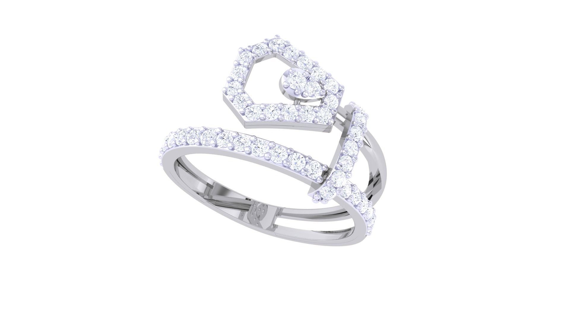 High Jewelry Diamond Cocktail Ring 3dm stl obj renders 3D print model_6