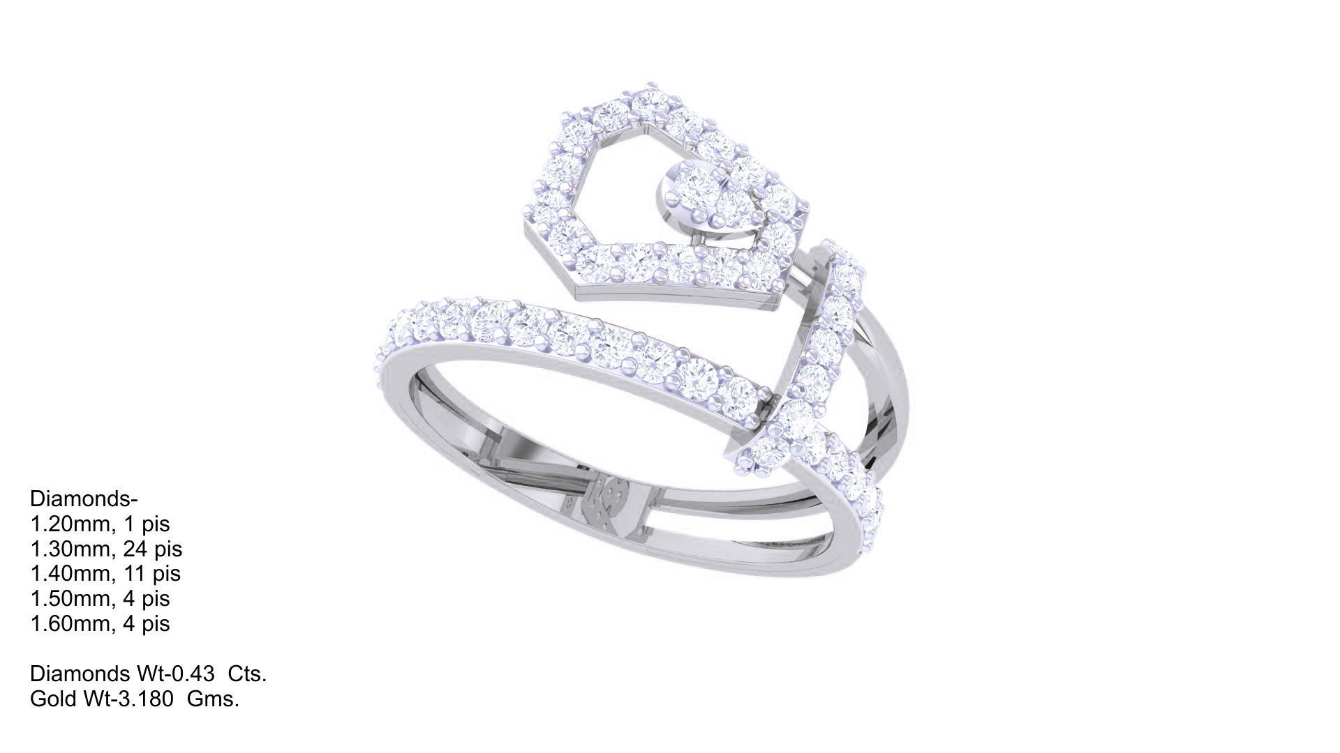 High Jewelry Diamond Cocktail Ring 3dm stl obj renders 3D print model_1