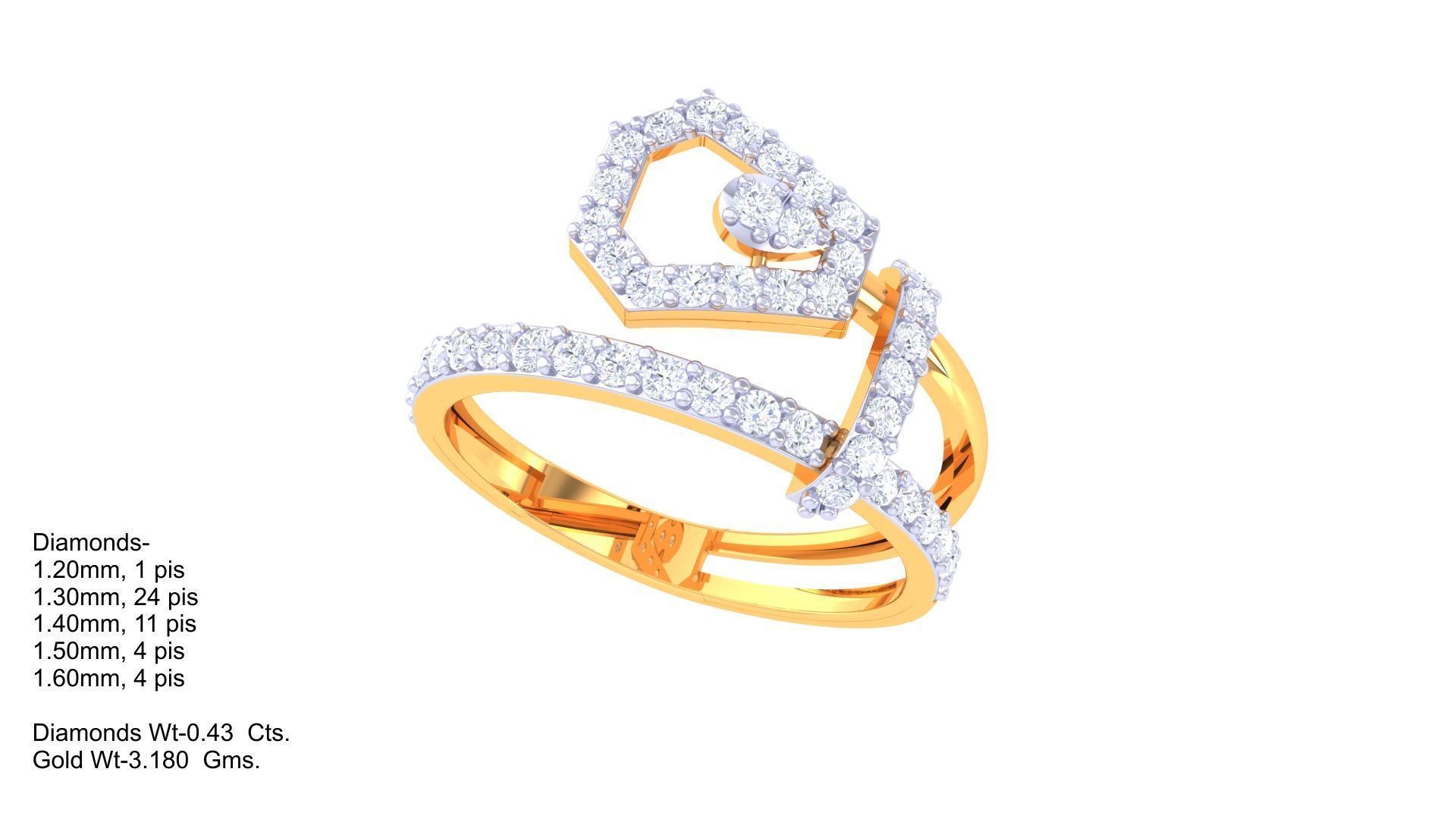 High Jewelry Diamond Cocktail Ring 3dm stl obj renders 3D print model_2