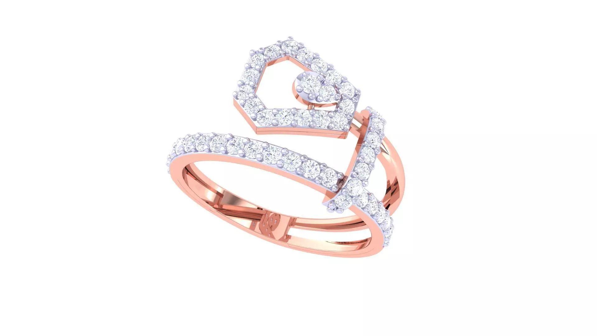 High Jewelry Diamond Cocktail Ring 3dm stl obj renders 3D print model_0