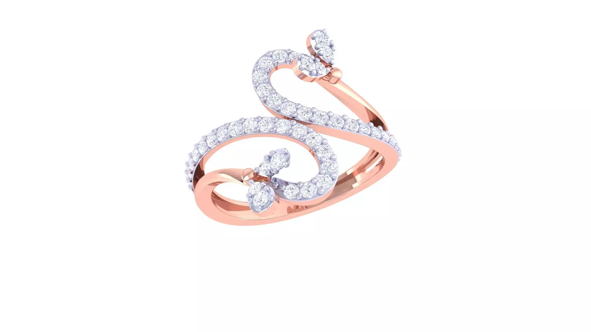 High Jewelry Diamond Cocktail Ring 3dm stl obj renders 3D print model