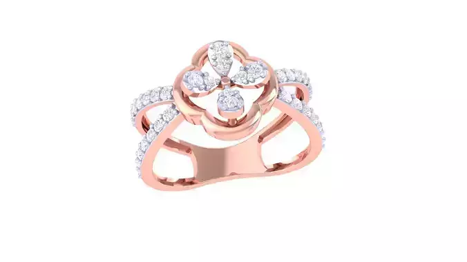 Wire High Jewelry Diamond Cocktail Ring 3dm stl obj renders