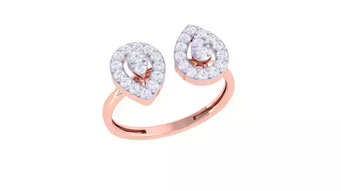 Bi-Head High Jewelry Diamond Cocktail Ring 3dm stl obj renders