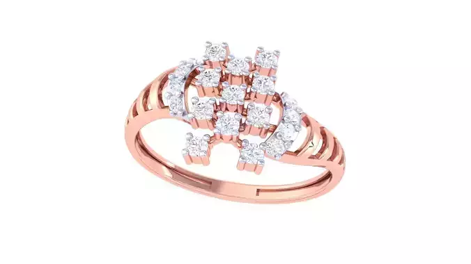 High Jewelry Diamond Cocktail Ring 3dm stl obj renders