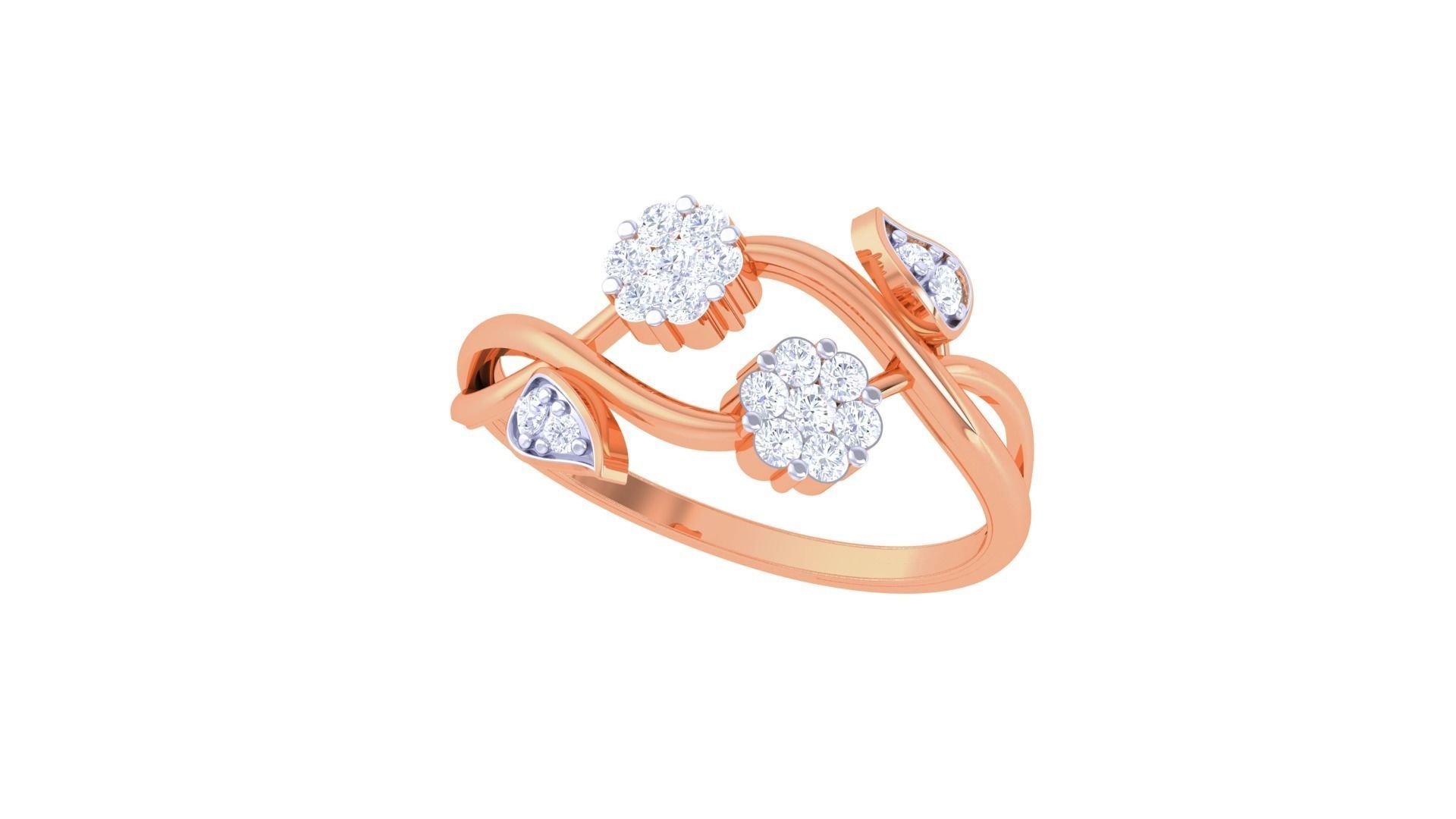 Leaf High Jewelry Diamond Cocktail Ring 3dm stl obj renders 3D print model_5