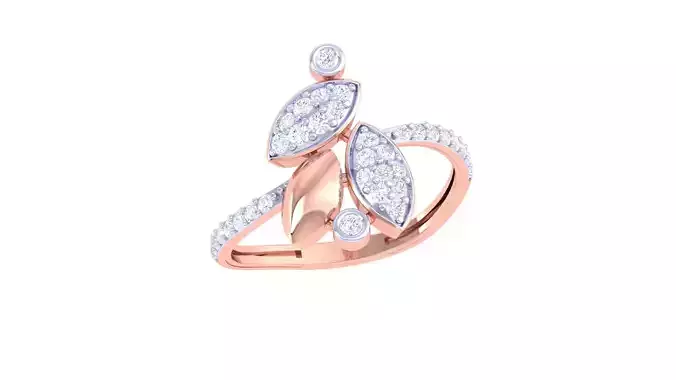 Leaves High Jewelry Diamond Cocktail Ring 3dm stl obj renders 3D print model
