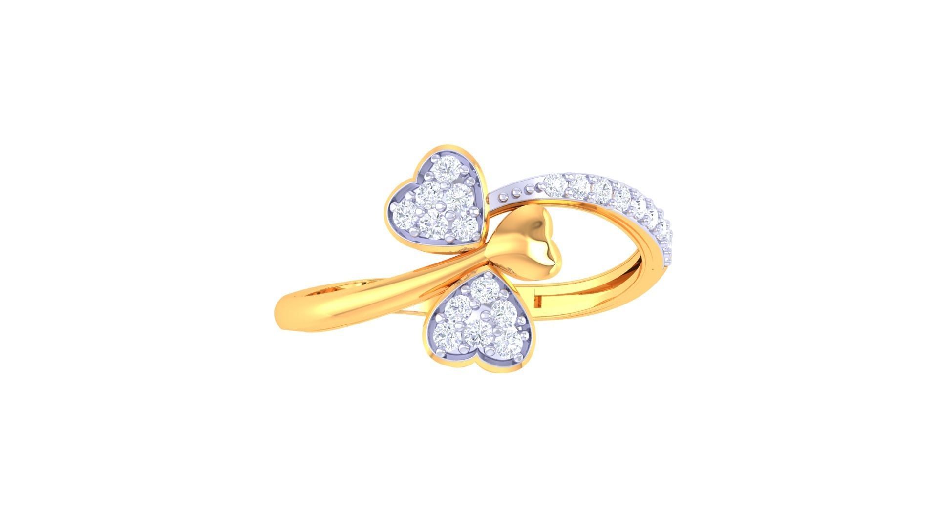 Heart High Jewelry Diamond Cocktail Ring 3dm stl obj renders 3D print model_8