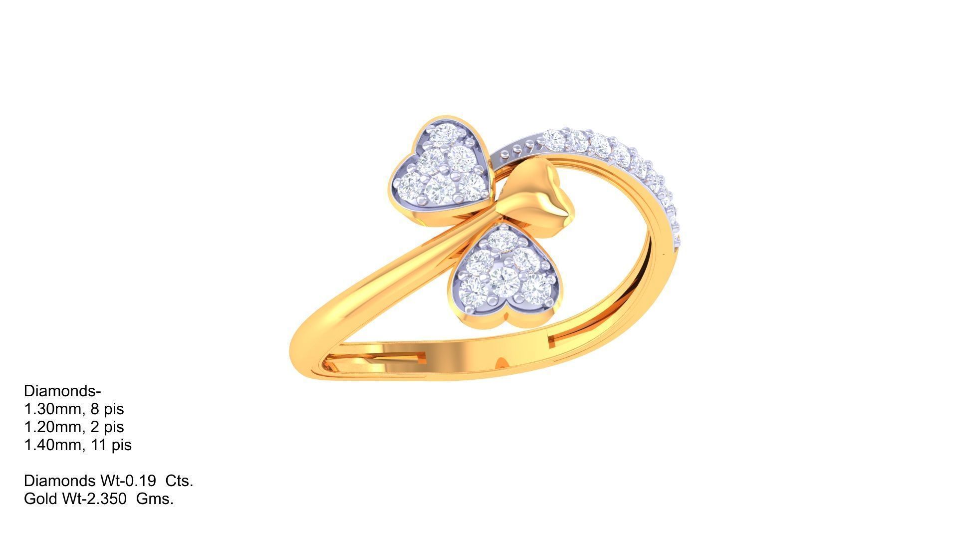 Heart High Jewelry Diamond Cocktail Ring 3dm stl obj renders 3D print model_1