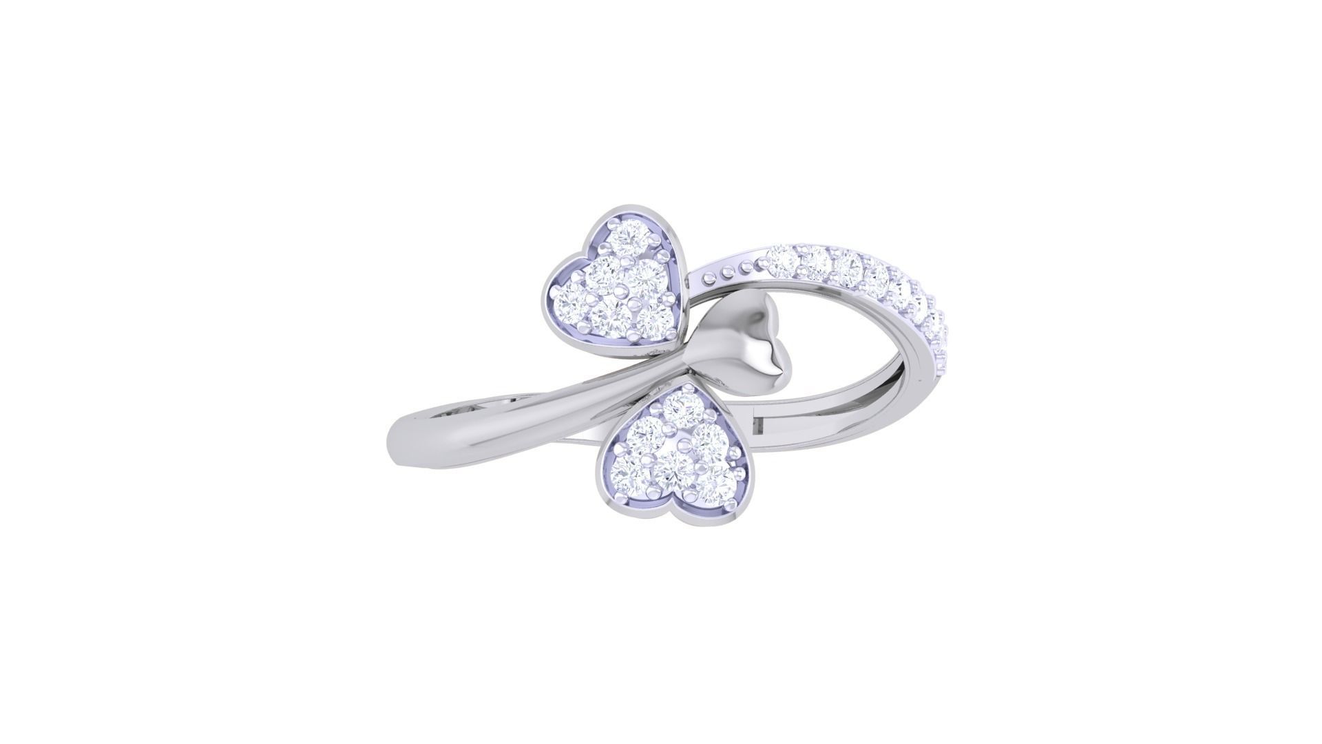 Heart High Jewelry Diamond Cocktail Ring 3dm stl obj renders 3D print model_7