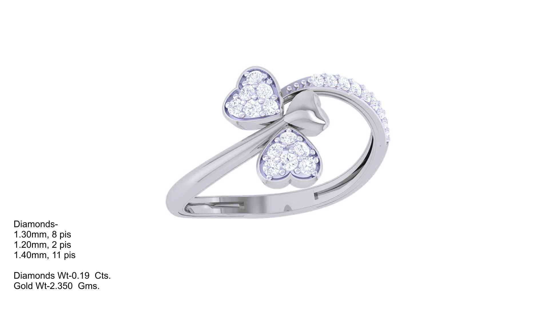 Heart High Jewelry Diamond Cocktail Ring 3dm stl obj renders 3D print model_3