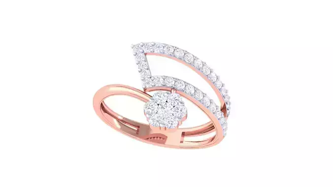 Wire High Jewelry Diamond Cocktail Ring 3dm stl obj renders