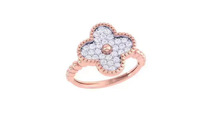 Flower High Jewelry Diamond Cocktail Ring 3dm stl obj renders 3D print model