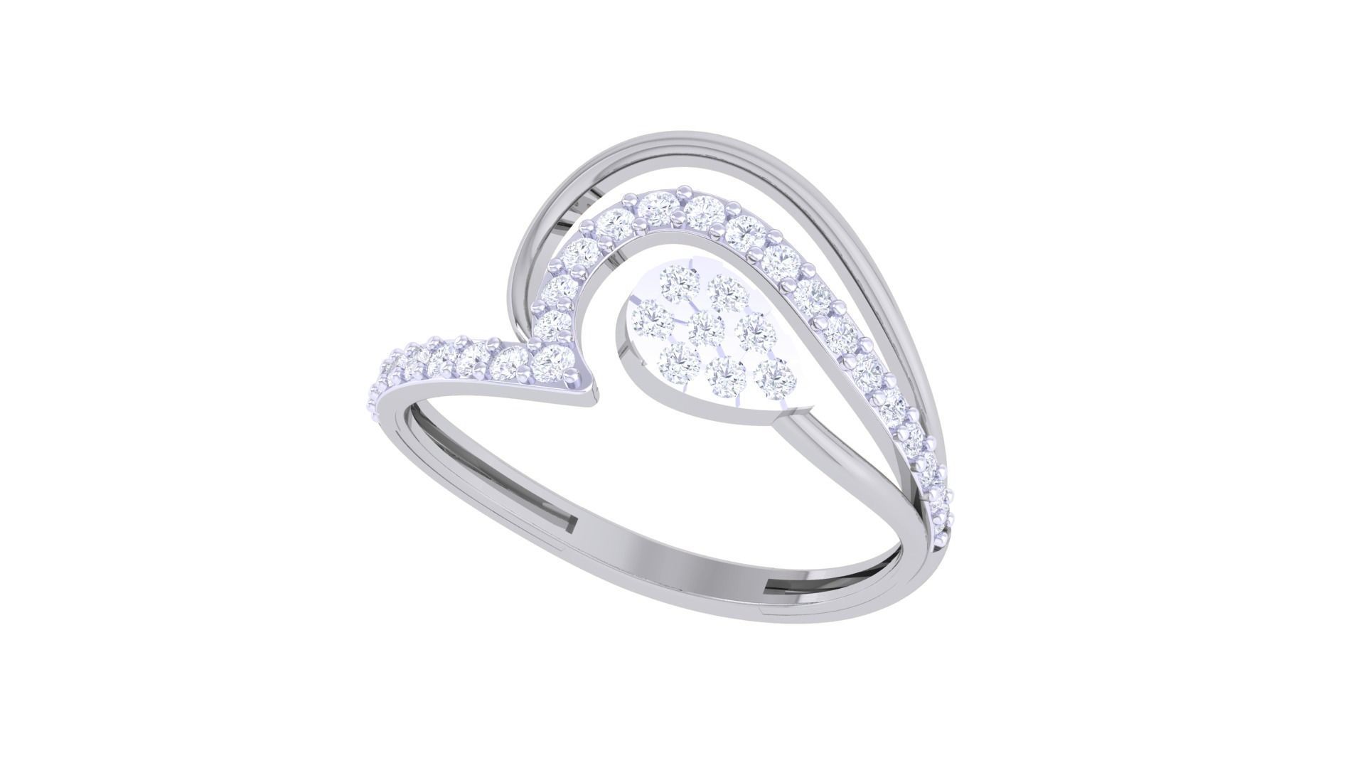 High Jewelry Diamond Cocktail Ring 3dm stl obj renders 3D print model_5