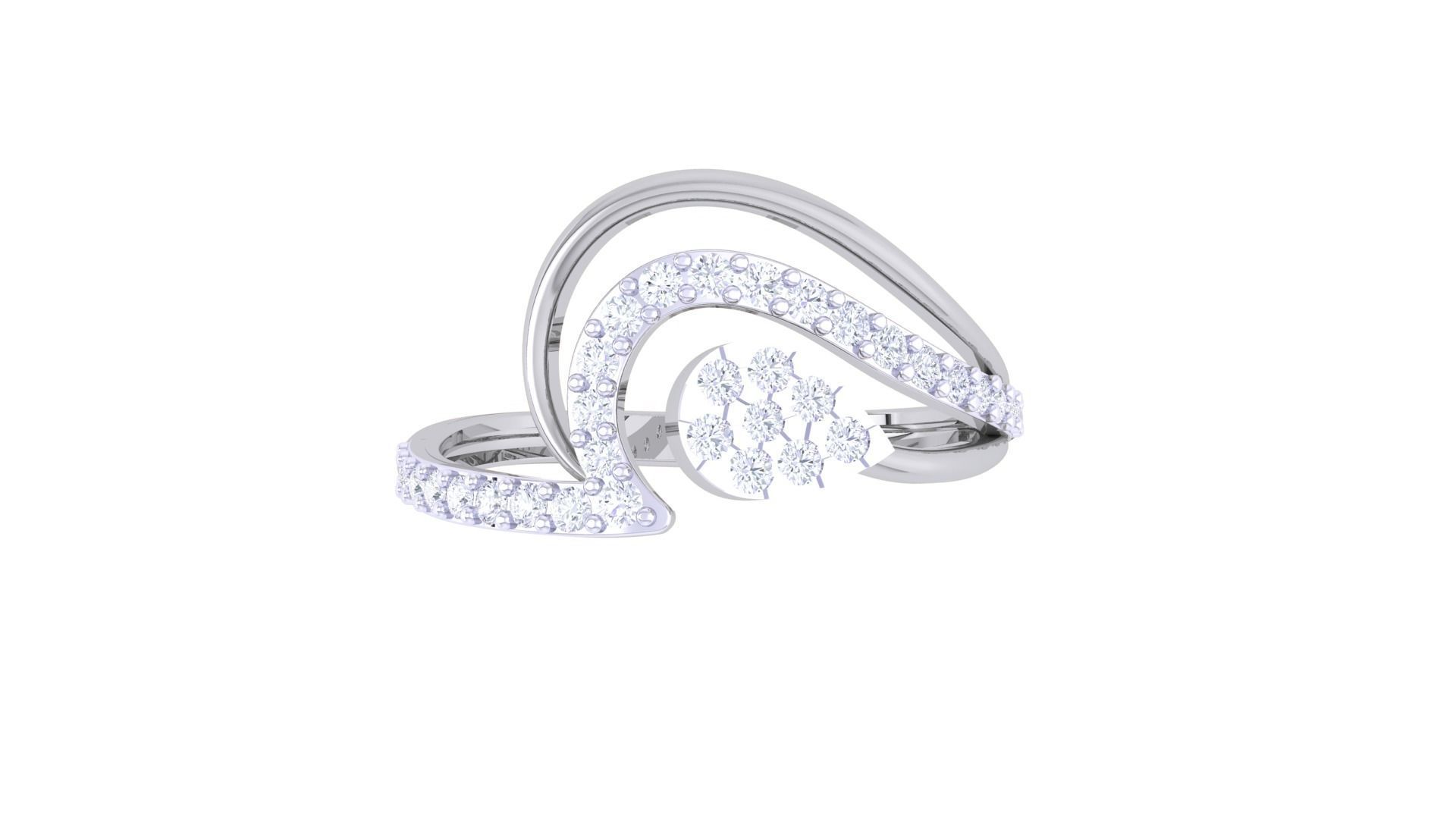 High Jewelry Diamond Cocktail Ring 3dm stl obj renders 3D print model_8