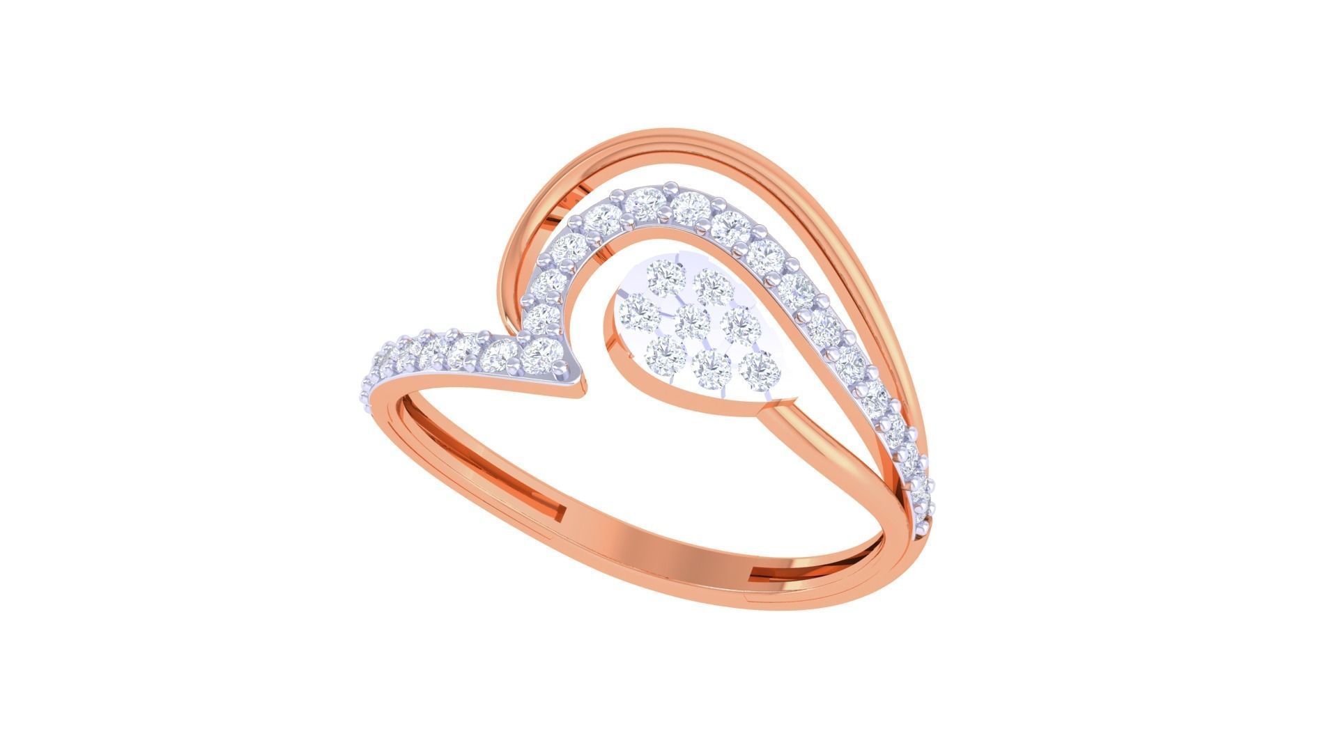 High Jewelry Diamond Cocktail Ring 3dm stl obj renders 3D print model_4