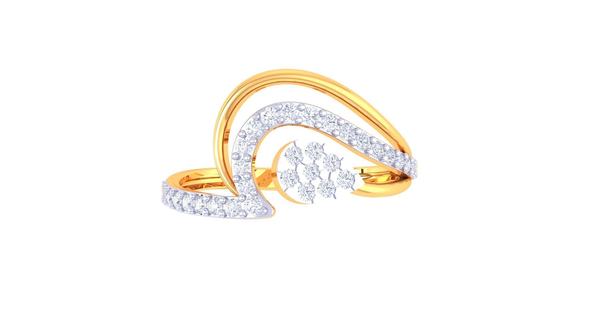 High Jewelry Diamond Cocktail Ring 3dm stl obj renders 3D print model_9