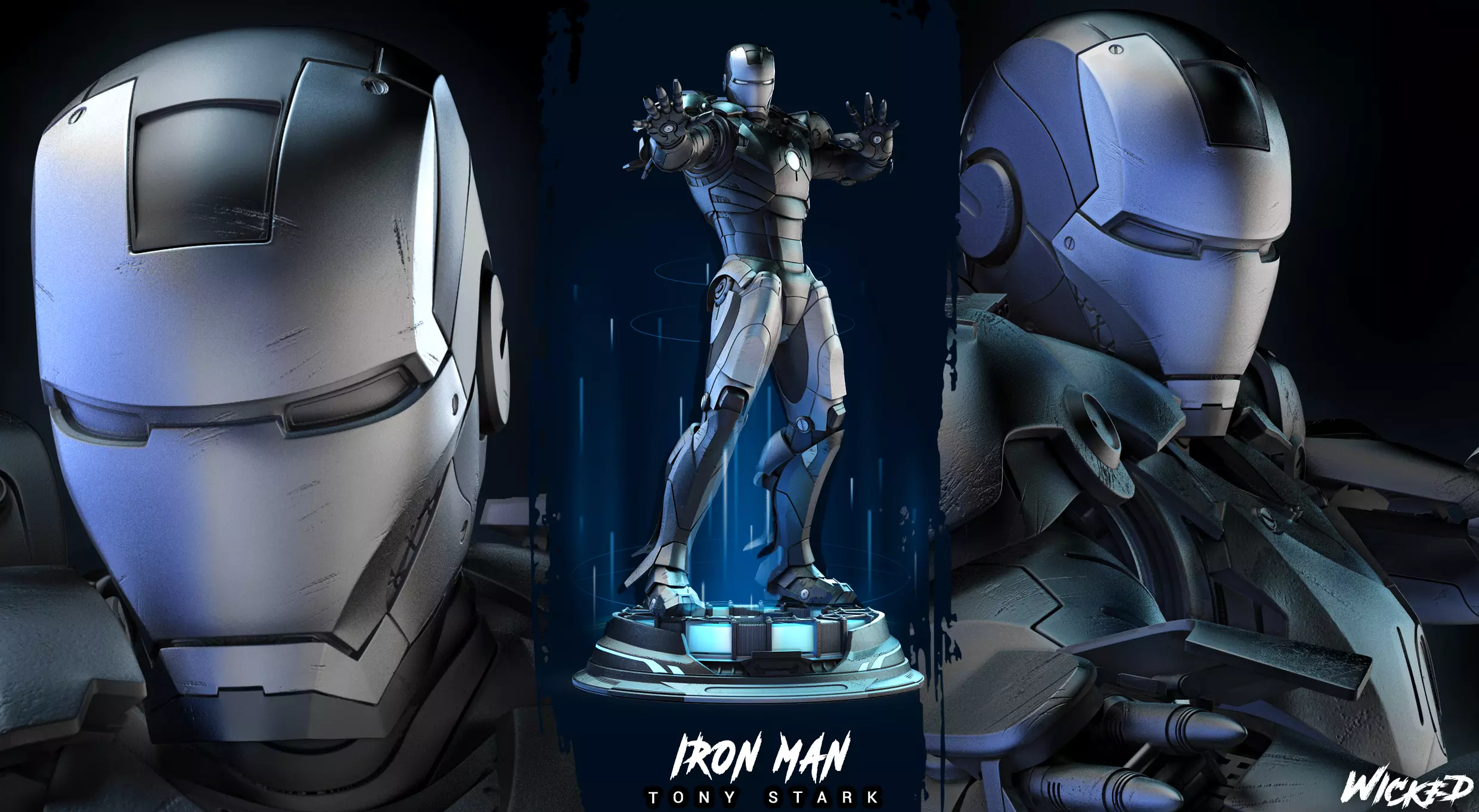 Wicked Marvel Iron Man 2023 Sculpture ready for 3D printing Free 3D print model