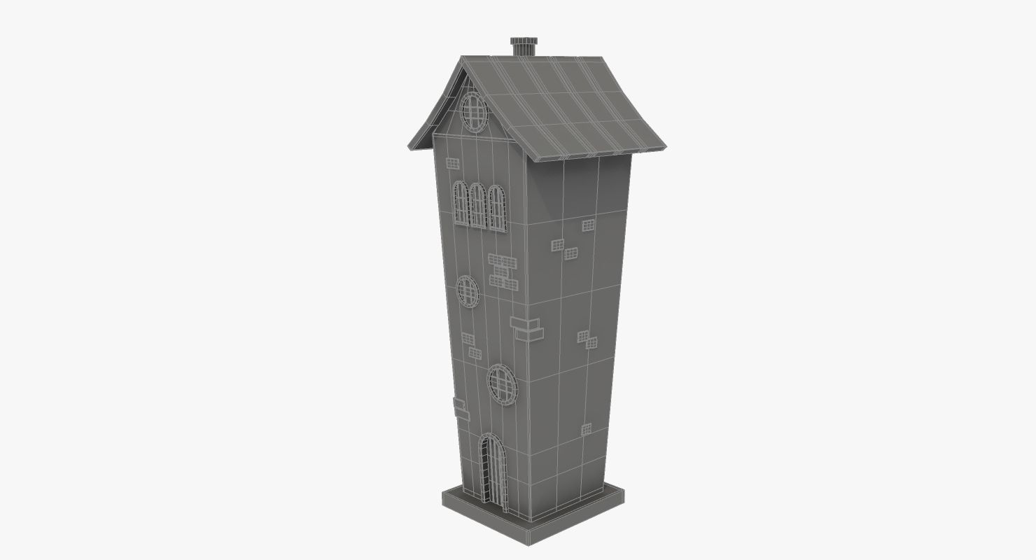 Cartoon House Low-poly 3D model_3