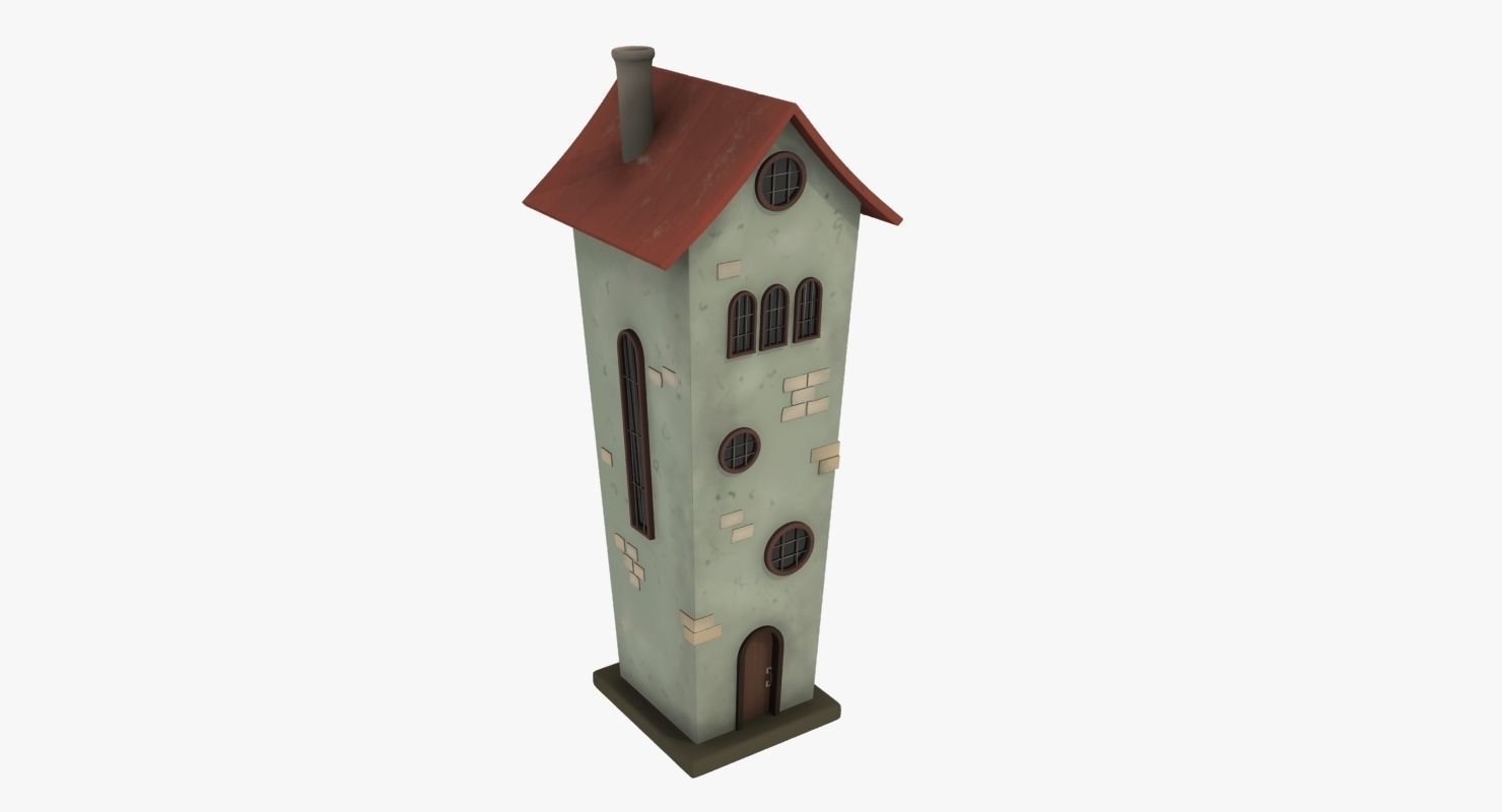 Cartoon House Low-poly 3D model_4