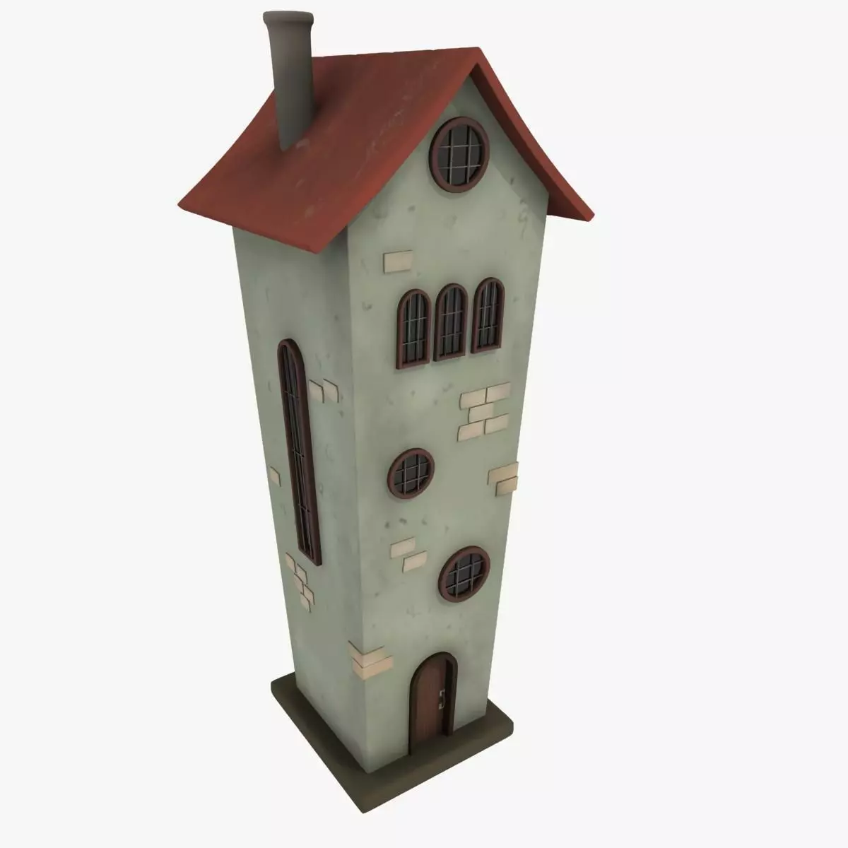 Cartoon House Low-poly 3D model_0