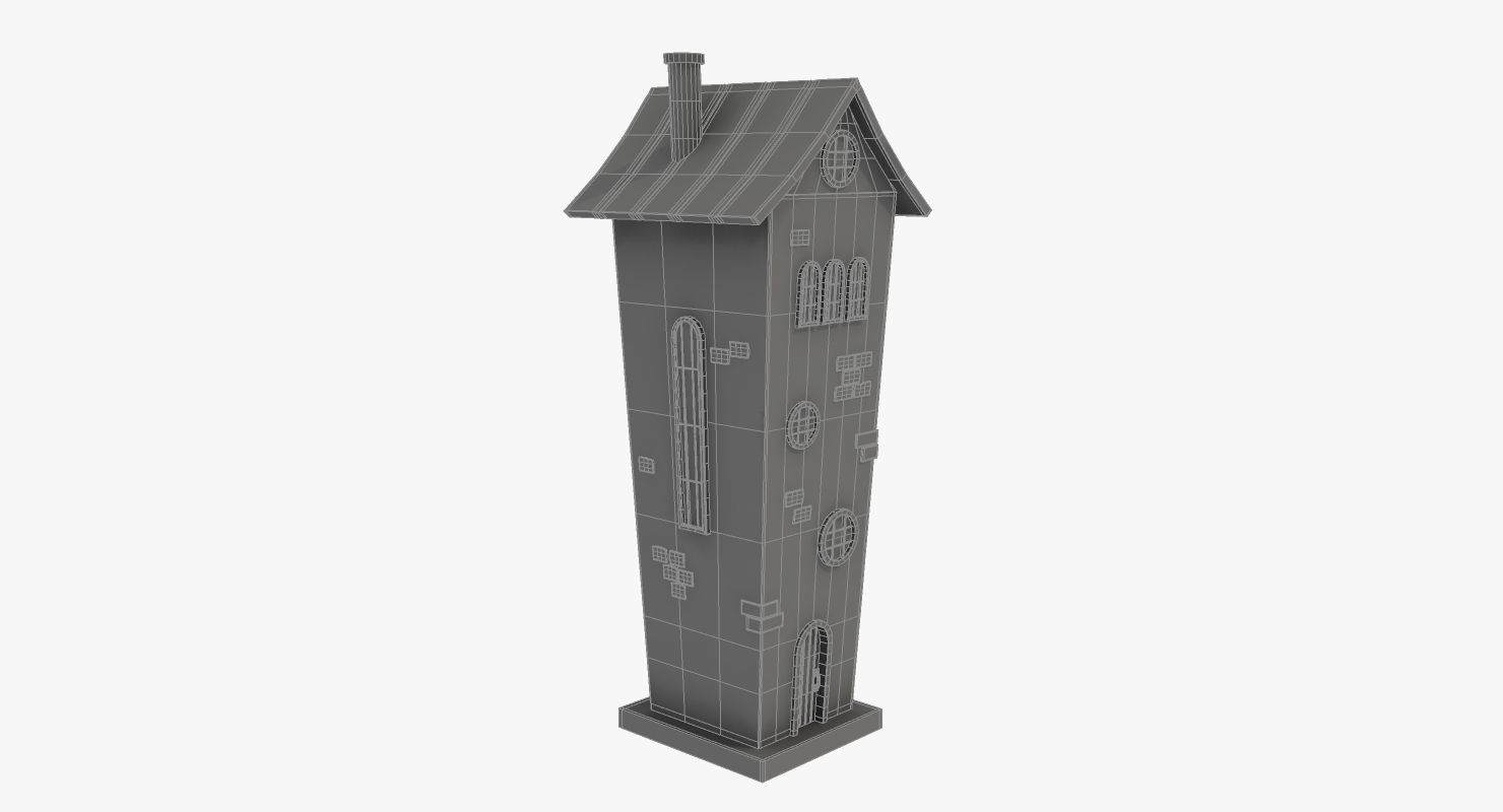 Cartoon House Low-poly 3D model_1