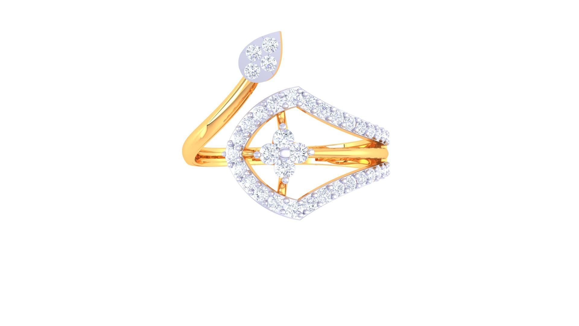 High Jewelry Diamond Cocktail Ring 3dm stl obj renders 3D print model_9