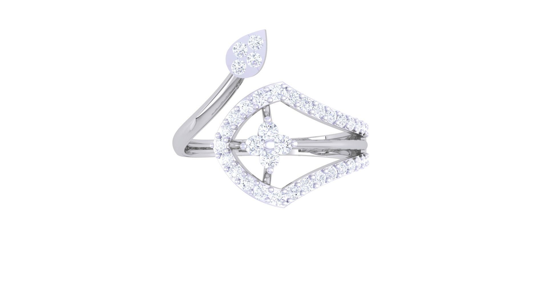 High Jewelry Diamond Cocktail Ring 3dm stl obj renders 3D print model_8