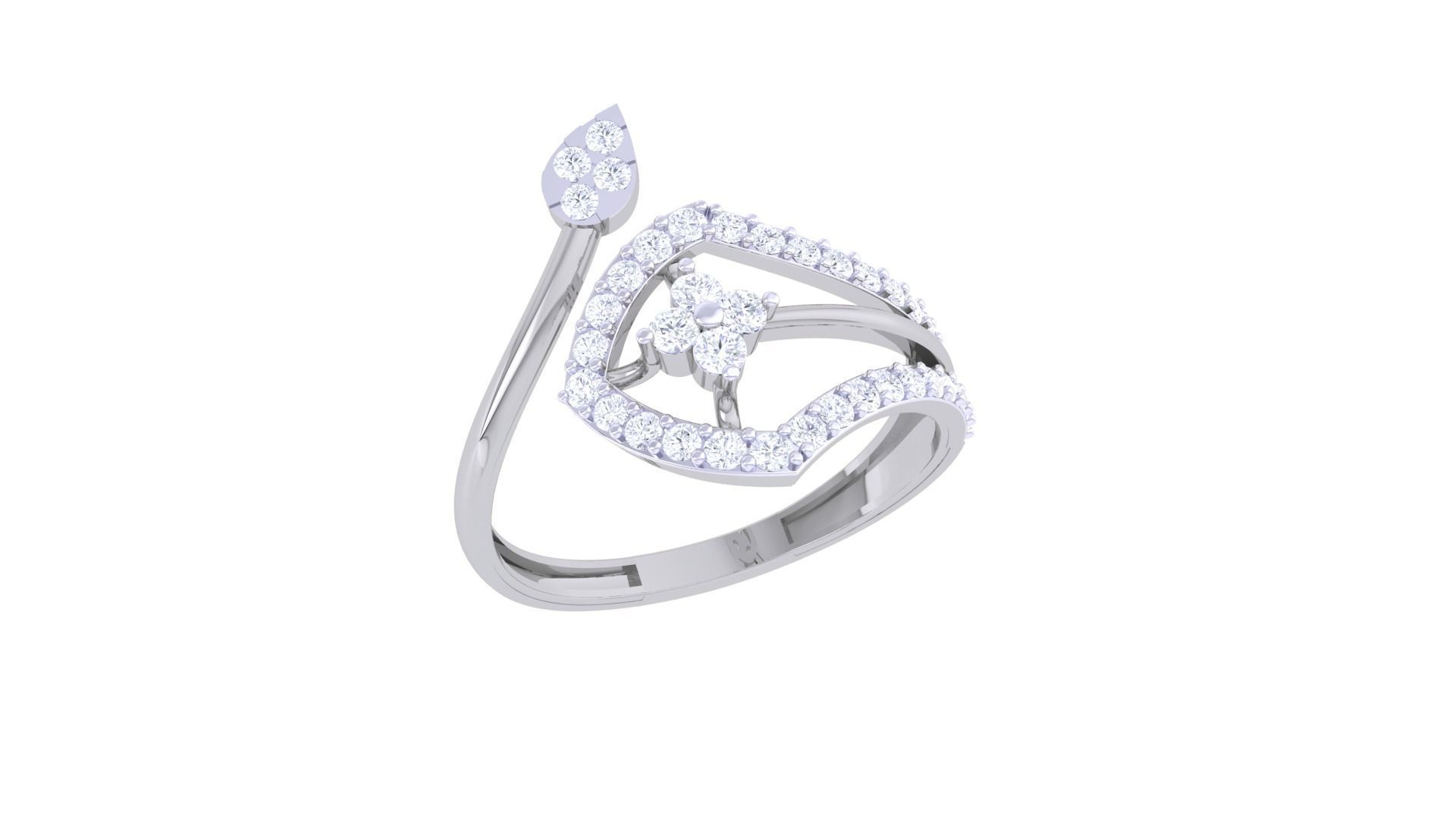 High Jewelry Diamond Cocktail Ring 3dm stl obj renders 3D print model_6