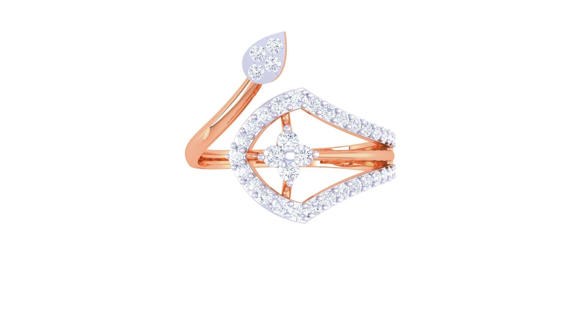 High Jewelry Diamond Cocktail Ring 3dm stl obj renders 3D print model_7