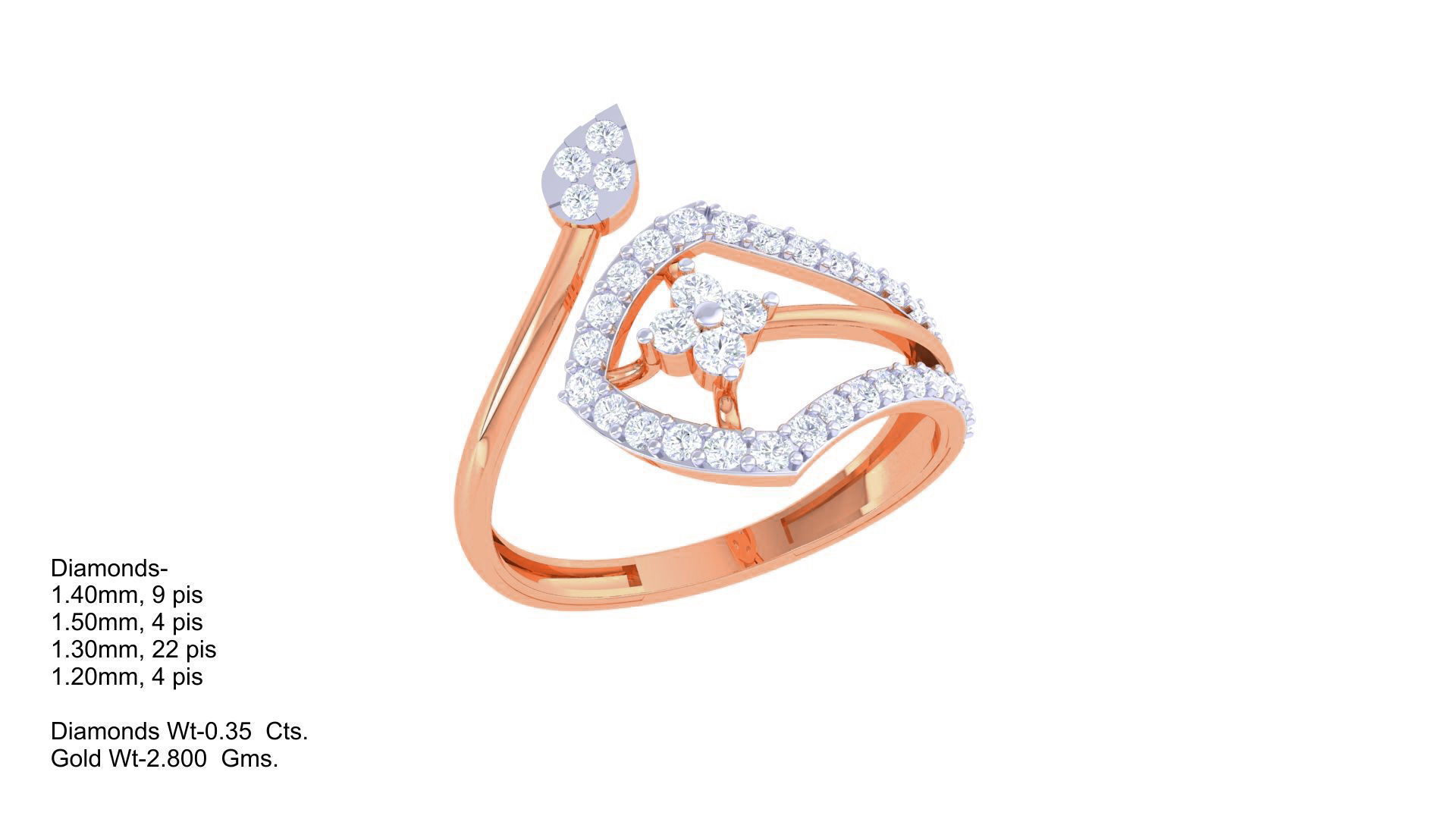 High Jewelry Diamond Cocktail Ring 3dm stl obj renders 3D print model_2