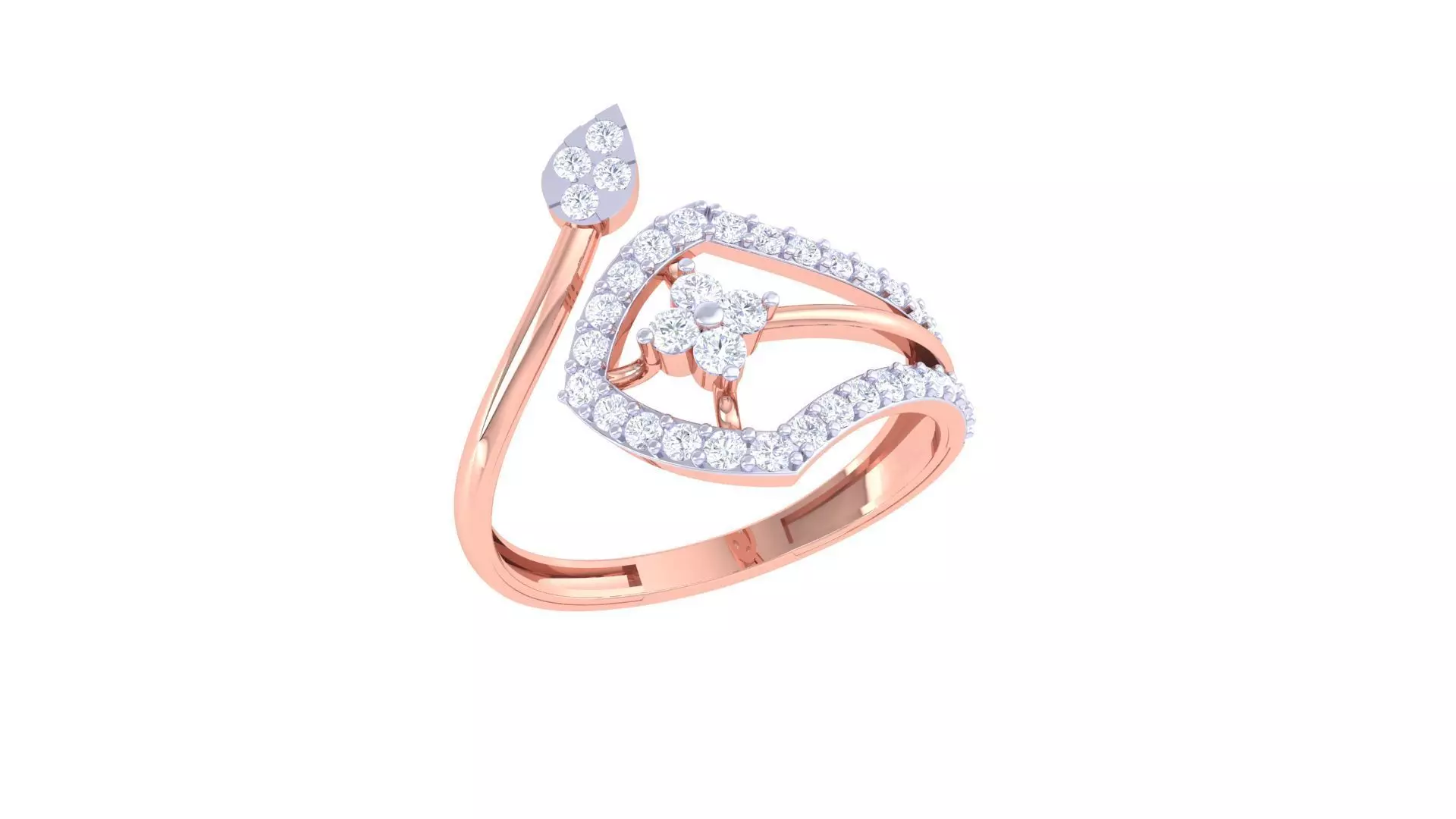 High Jewelry Diamond Cocktail Ring 3dm stl obj renders 3D print model_0