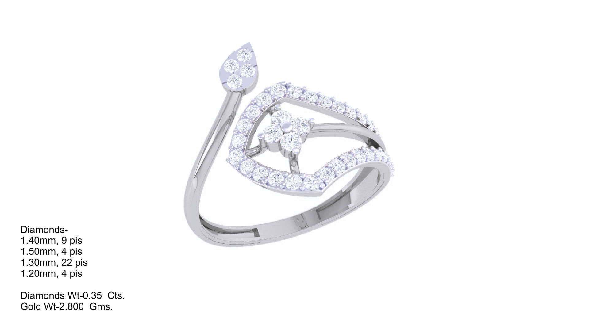 High Jewelry Diamond Cocktail Ring 3dm stl obj renders 3D print model_3