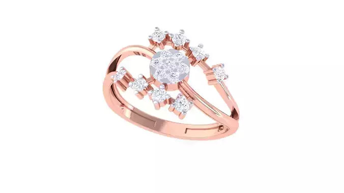 High Jewelry Diamond Cocktail Ring 3dm stl obj renders