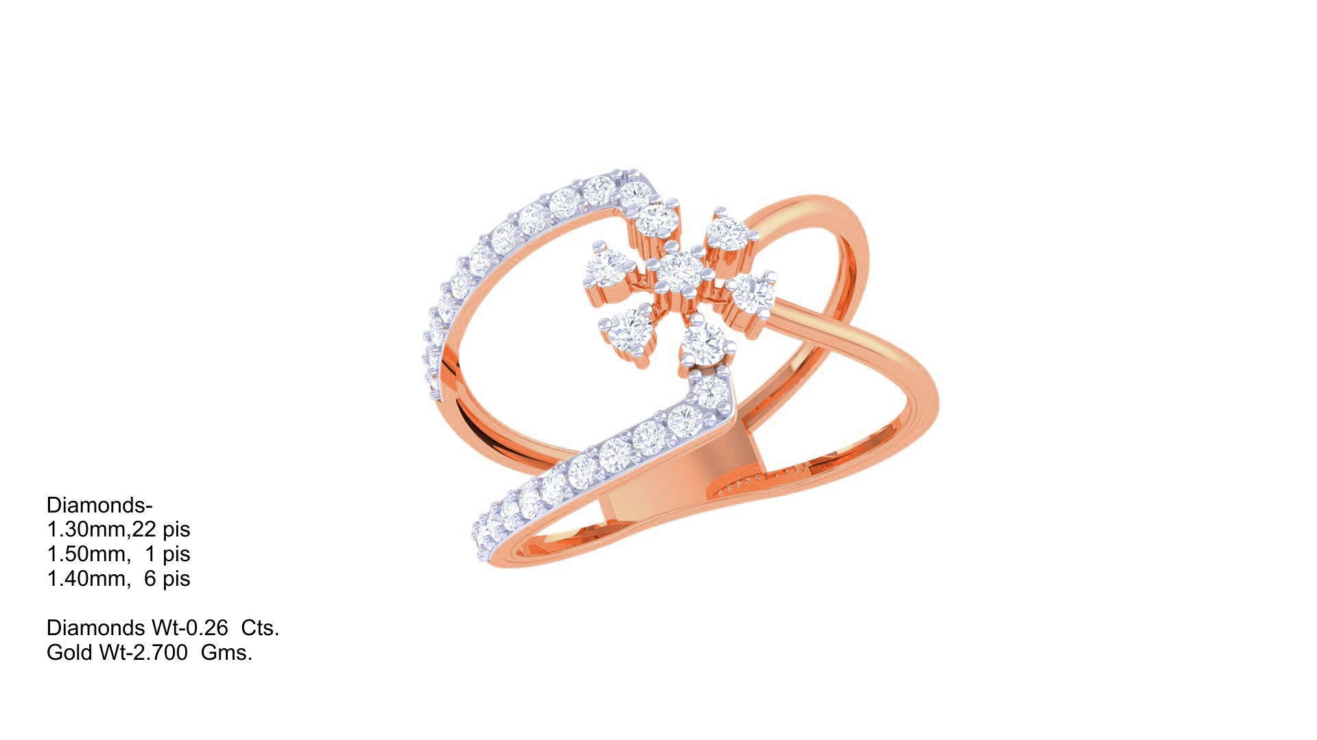 Flower High Jewelry Diamond Cocktail Ring 3dm stl obj renders 3D print model_3