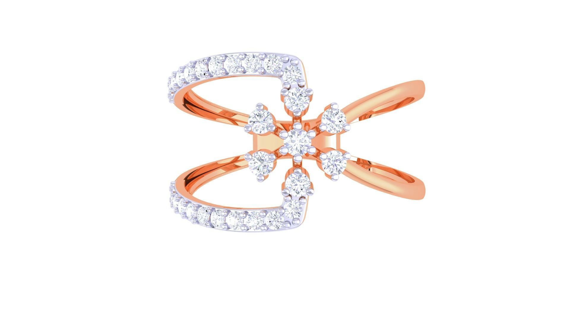 Flower High Jewelry Diamond Cocktail Ring 3dm stl obj renders 3D print model_8