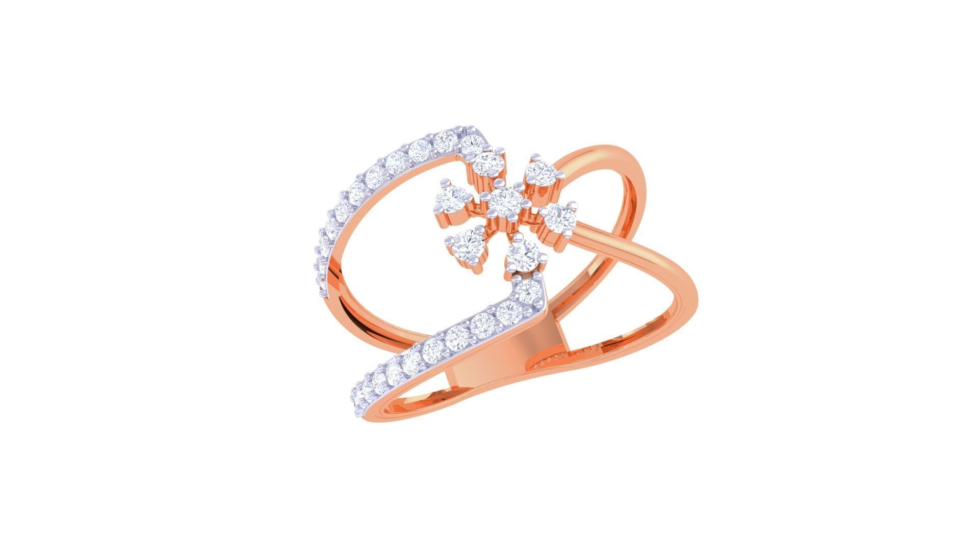 Flower High Jewelry Diamond Cocktail Ring 3dm stl obj renders 3D print model_5