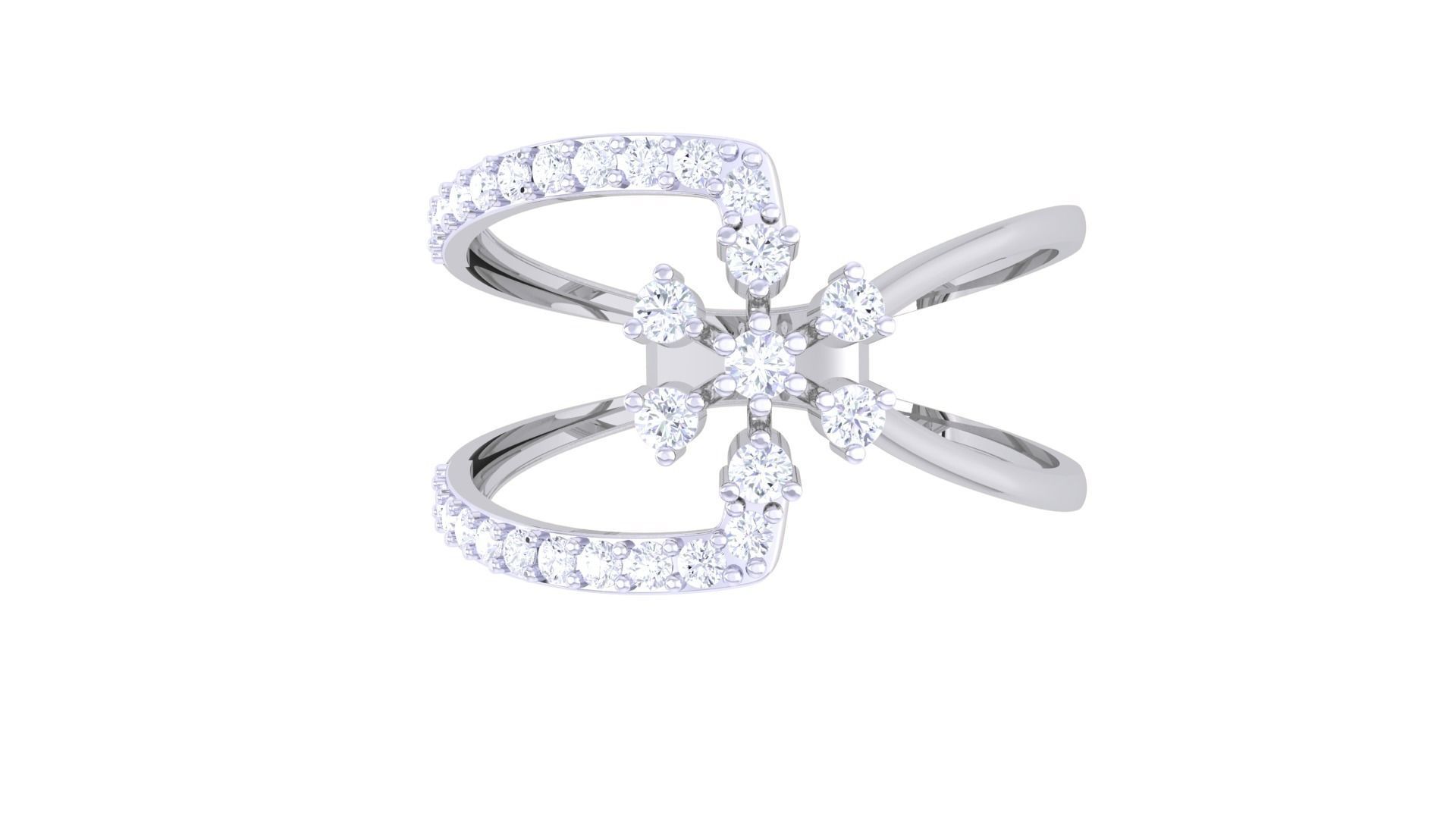 Flower High Jewelry Diamond Cocktail Ring 3dm stl obj renders 3D print model_9