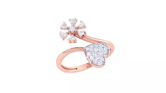 Heart Flower High Jewelry Diamond Cocktail Ring 3dm stl obj
