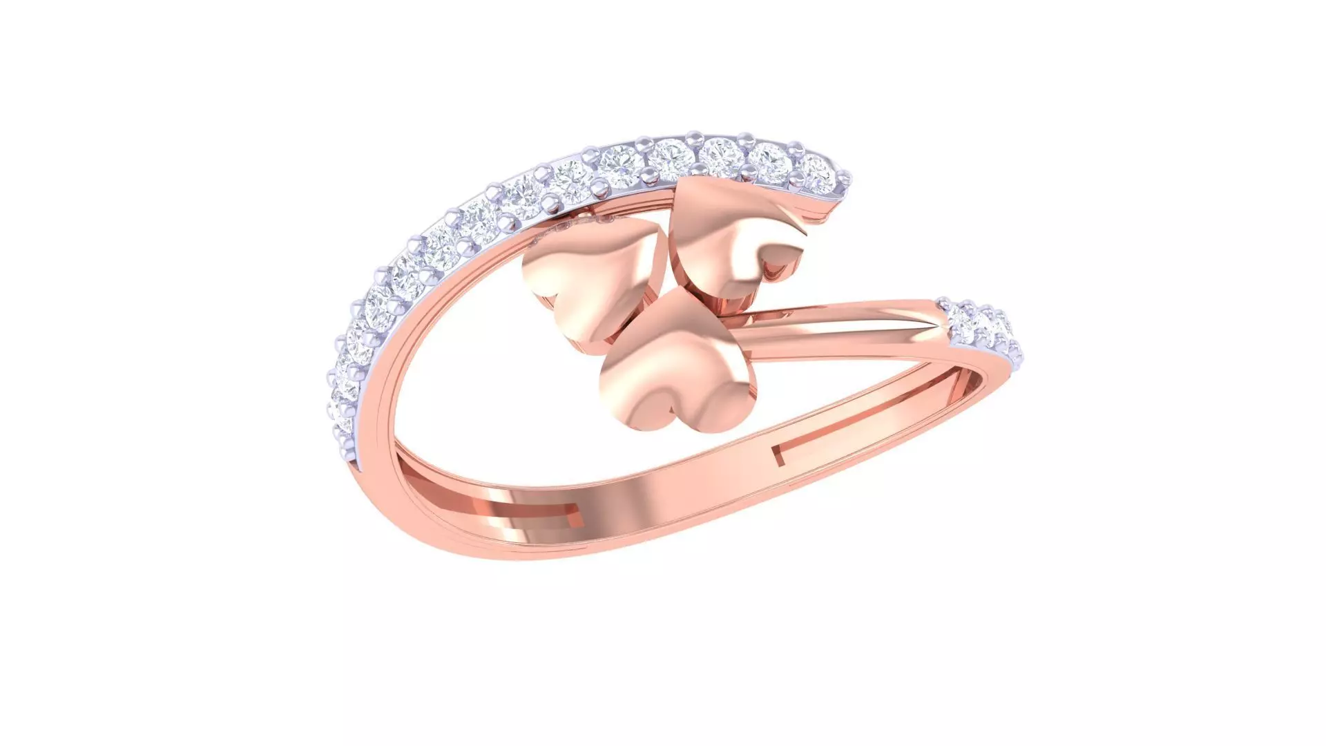 Heart High Jewelry Diamond Cocktail Ring 3dm stl obj renders 3D print model